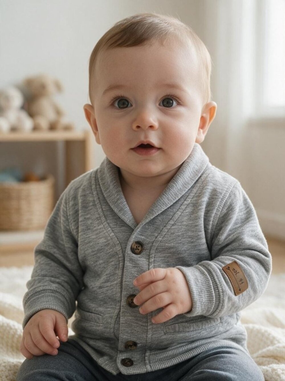 H&M 6-9 Months Shawl Collar Sweatshirt Grandpa Cardigan Sweater